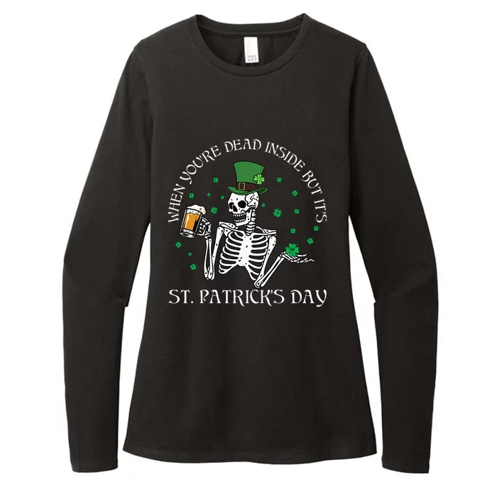 When You're Dead Inside But Its St Patrick Day Skeleton Beer Womens CVC Long Sleeve Shirt