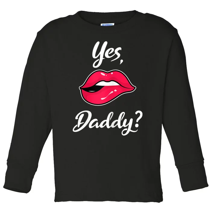 Womens Yes Daddy BDSM Kinky Sexy Lips Toddler Long Sleeve Shirt