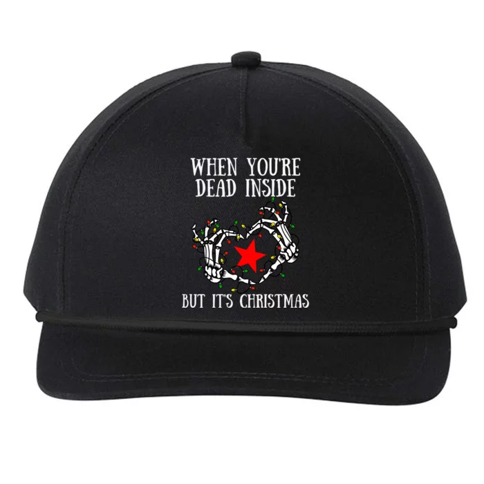 When You're Dead Inside But It's Christmas Funny Skeleton Gift Snapback Five-Panel Rope Hat