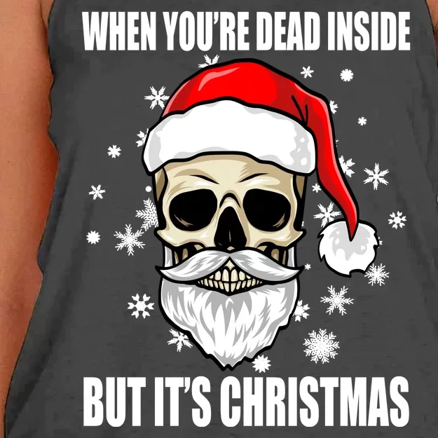 When Youre Dead Inside But Its Christmas Funny Skeleton Women's Knotted Racerback Tank