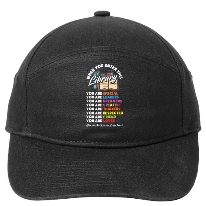 When You Enter This Library Funny Librarian Book Lover Gift 7-Panel Snapback Hat