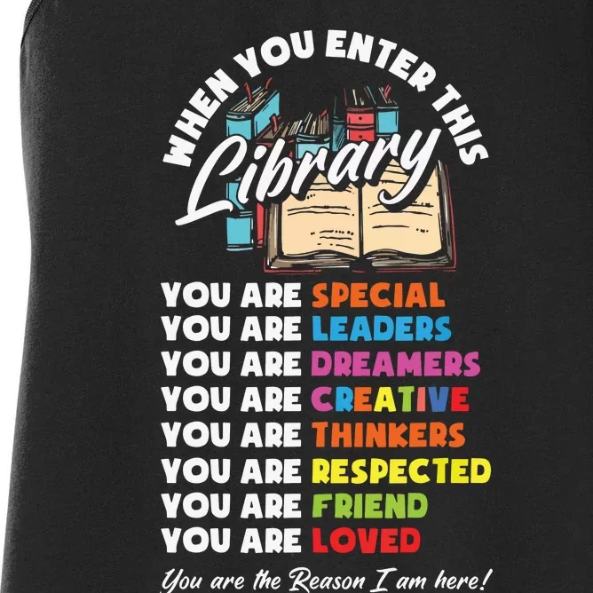 When You Enter This Library Funny Librarian Book Lover Gift Women's Racerback Tank