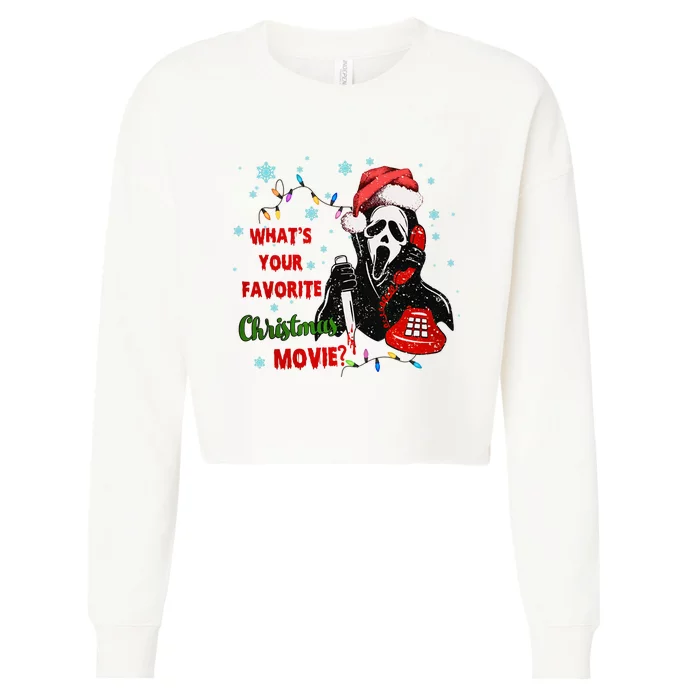 What's Your Favorite Horror Movie Christmas Xmas Holiday Ghostface Cropped Pullover Crew