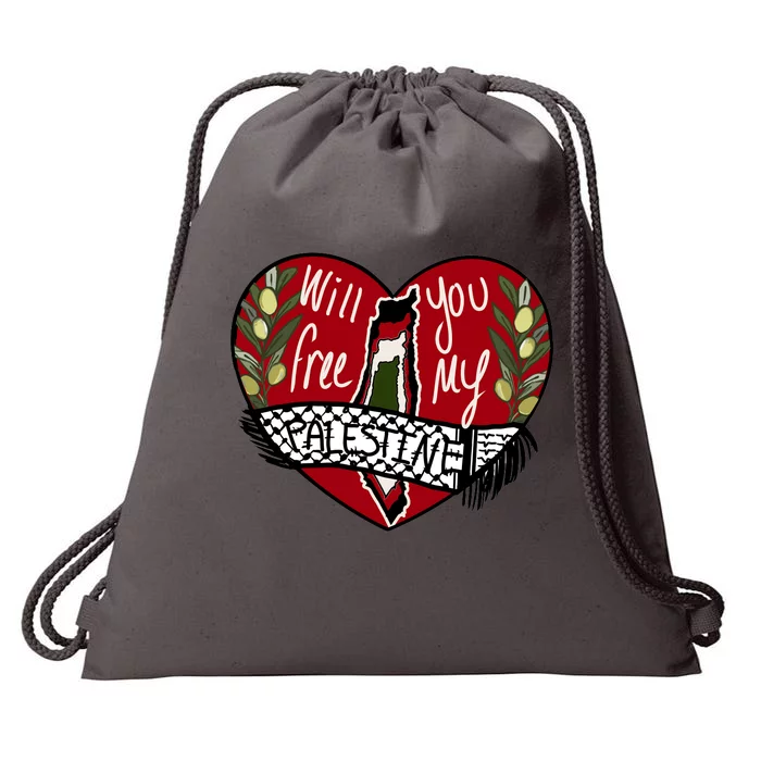 Will You Free My Palestine Drawstring Bag