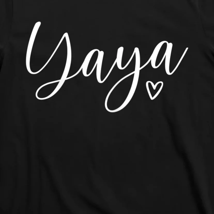 Womens Yaya For Grandma Design With Heart That Says Yaya T-Shirt