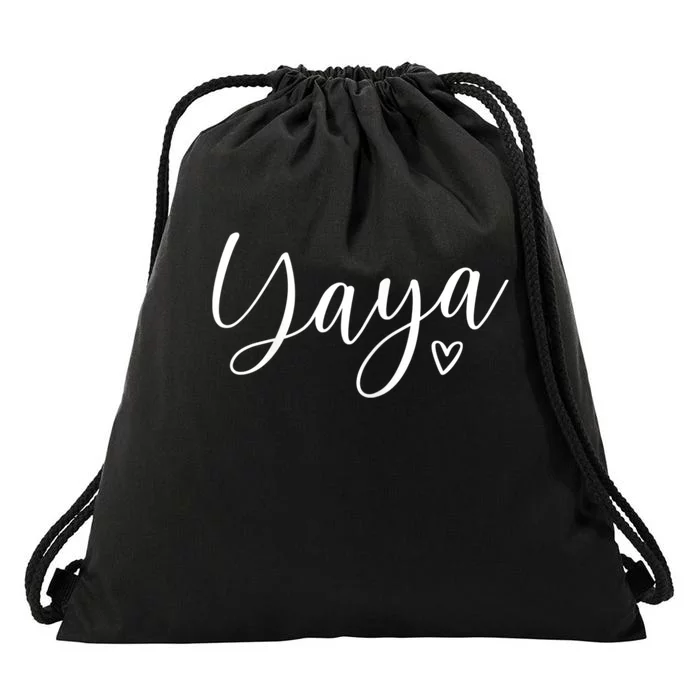 Womens Yaya For Grandma Design With Heart That Says Yaya Drawstring Bag