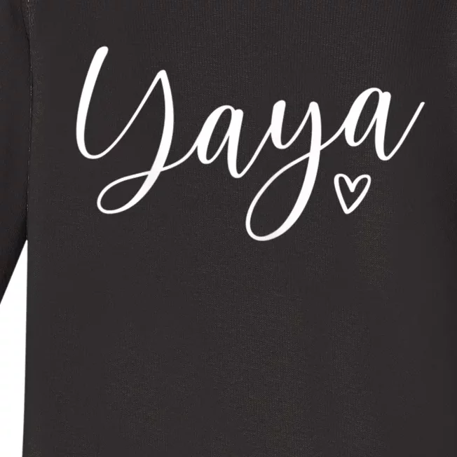 Womens Yaya For Grandma Design With Heart That Says Yaya Baby Long Sleeve Bodysuit