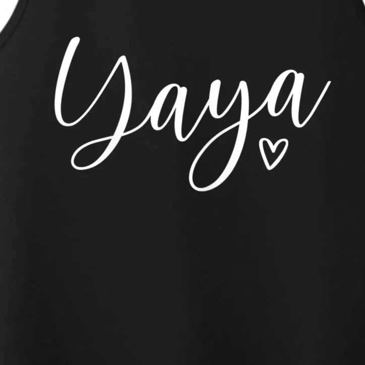 Womens Yaya For Grandma Design With Heart That Says Yaya Performance Tank