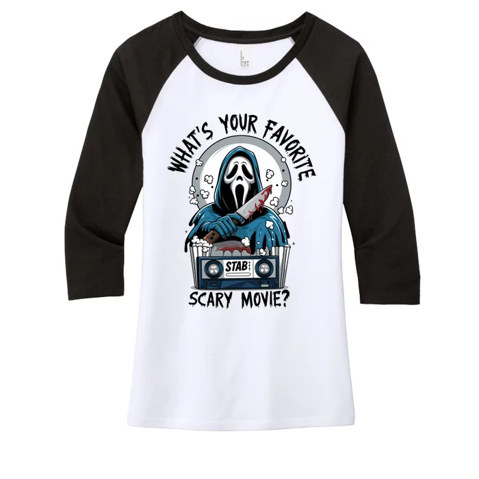 WhatS Your Favorite Scary Movie Horror Character Ghost Halloween Women's Tri-Blend 3/4-Sleeve Raglan Shirt