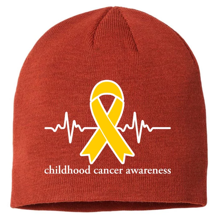 Wear Yellow Gold For Childhood Cancer Awareness Heart Beat 8 1/2in Sustainable Knit Beanie