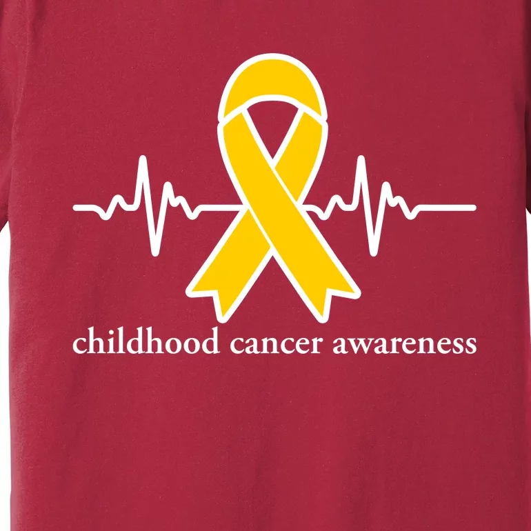 Wear Yellow Gold For Childhood Cancer Awareness Heart Beat Premium T-Shirt