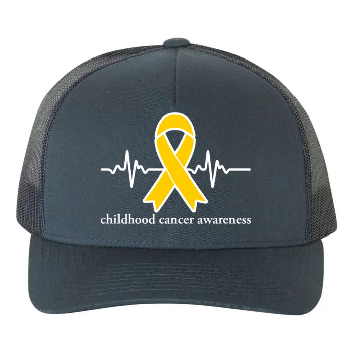 Wear Yellow Gold For Childhood Cancer Awareness Heart Beat Yupoong Adult 5-Panel Trucker Hat