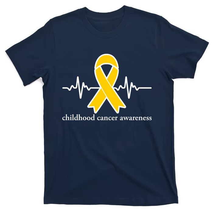 Wear Yellow Gold For Childhood Cancer Awareness Heart Beat T-Shirt