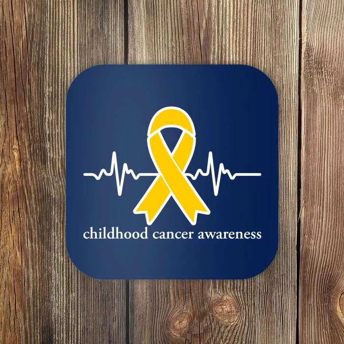 Wear Yellow Gold For Childhood Cancer Awareness Heart Beat Coaster