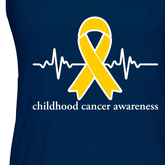 Wear Yellow Gold For Childhood Cancer Awareness Heart Beat Ladies Essential Flowy Tank