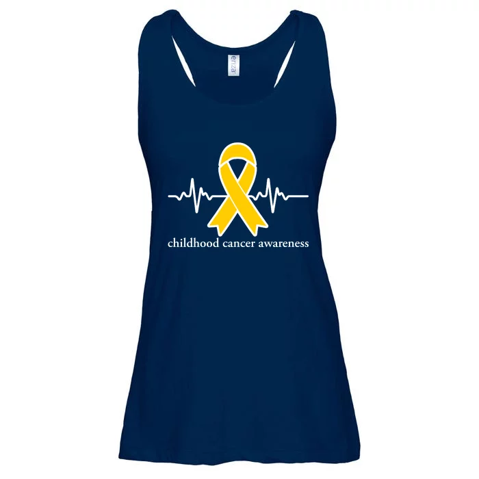 Wear Yellow Gold For Childhood Cancer Awareness Heart Beat Ladies Essential Flowy Tank