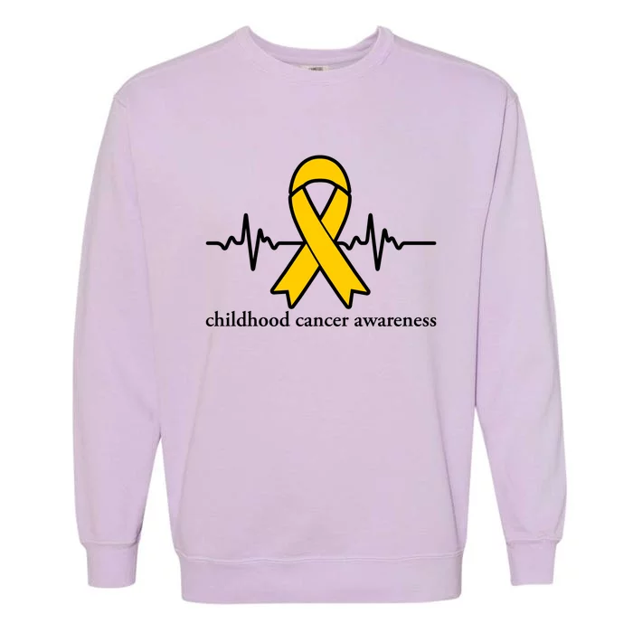 Wear Yellow Gold For Childhood Cancer Awareness Heart Beat Garment-Dyed Sweatshirt