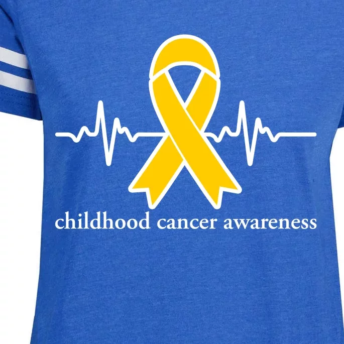 Wear Yellow Gold For Childhood Cancer Awareness Heart Beat Enza Ladies Jersey Football T-Shirt