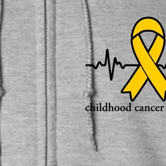 Wear Yellow Gold For Childhood Cancer Awareness Heart Beat Full Zip Hoodie