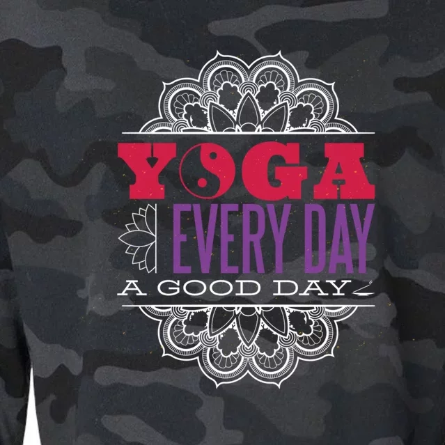 Wo Yoga Good Day Workout Positive Vibes Namaste Gift Cropped Pullover Crew