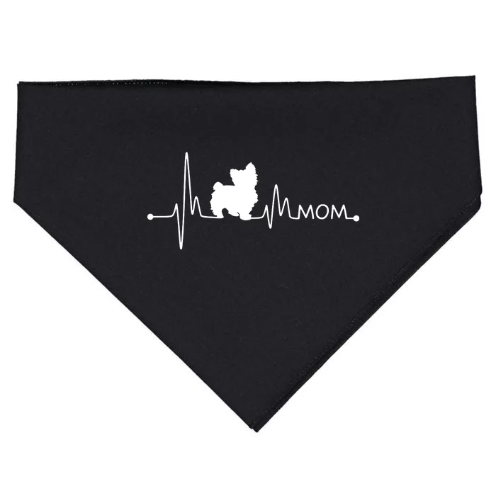 Womens Yorkie Heartbeat Mom Shirt Ekg Pulse Yorkie Lover Small Dog USA-Made Doggie Bandana