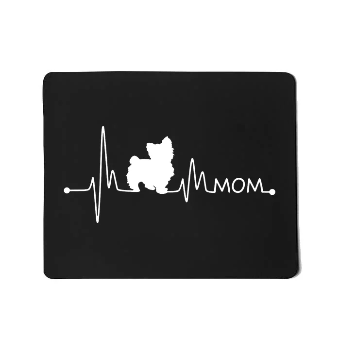 Womens Yorkie Heartbeat Mom Shirt Ekg Pulse Yorkie Lover Small Dog Mousepad