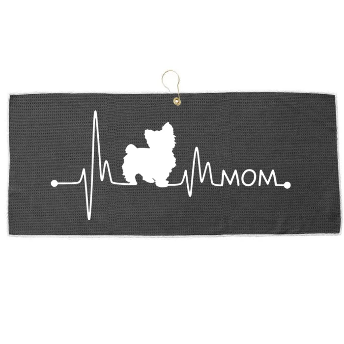 Womens Yorkie Heartbeat Mom Shirt Ekg Pulse Yorkie Lover Small Dog Large Microfiber Waffle Golf Towel