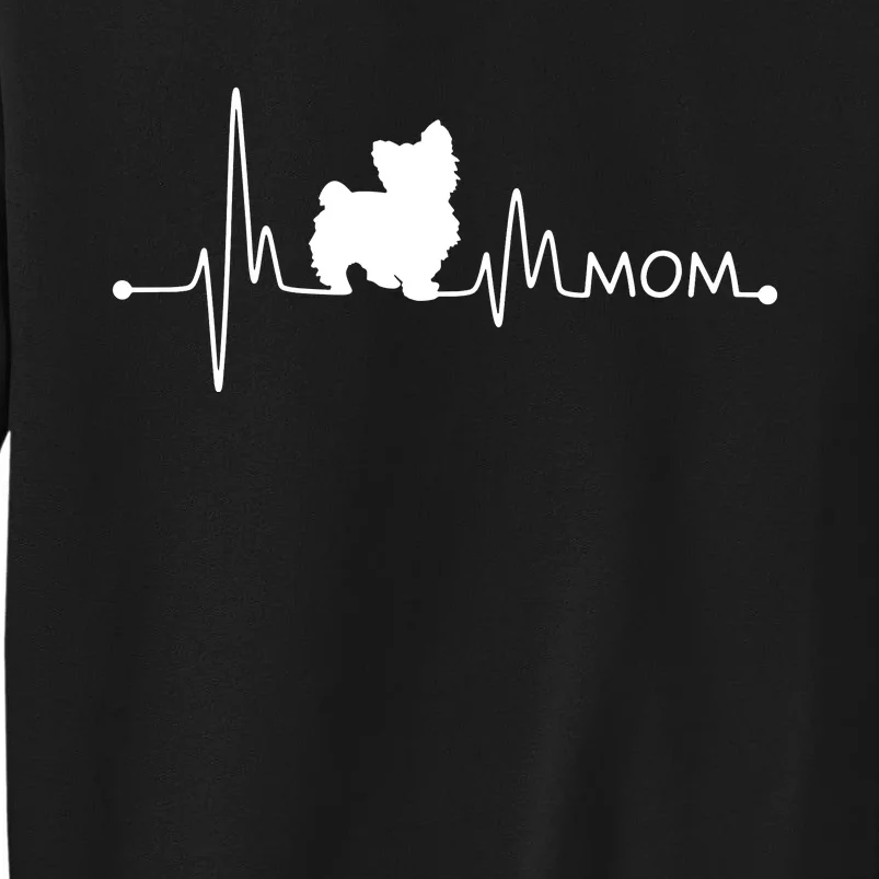 Womens Yorkie Heartbeat Mom Shirt Ekg Pulse Yorkie Lover Small Dog Tall Sweatshirt