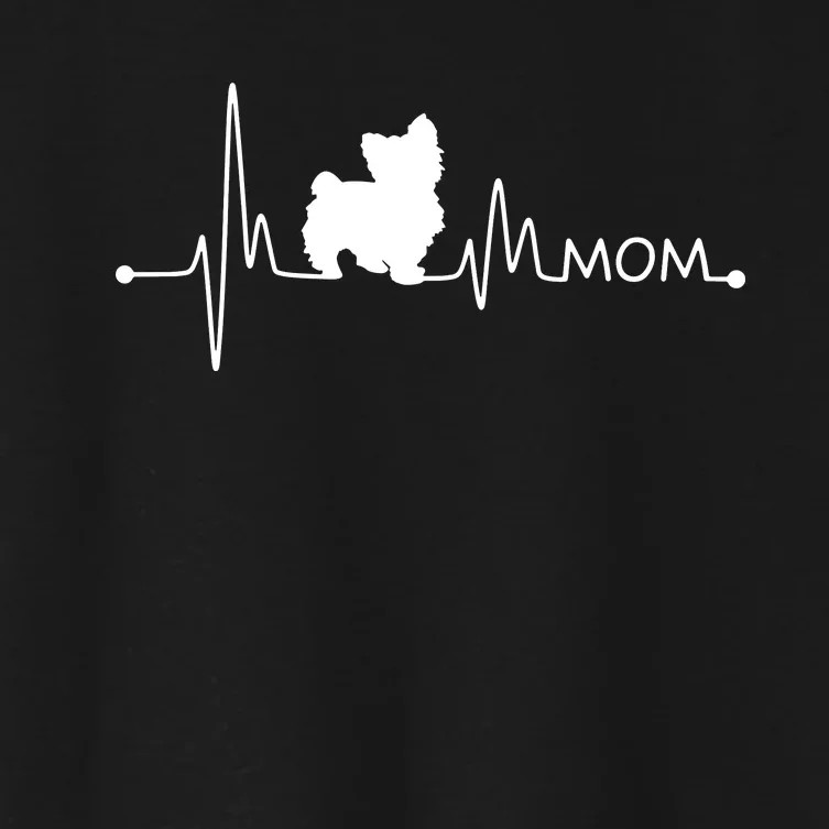 Womens Yorkie Heartbeat Mom Shirt Ekg Pulse Yorkie Lover Small Dog Women's Crop Top Tee