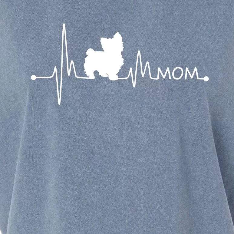 Womens Yorkie Heartbeat Mom Shirt Ekg Pulse Yorkie Lover Small Dog Garment-Dyed Women's Muscle Tee