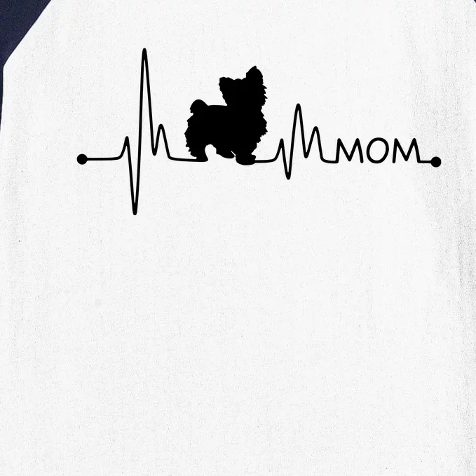 Womens Yorkie Heartbeat Mom Shirt Ekg Pulse Yorkie Lover Small Dog Baseball Sleeve Shirt