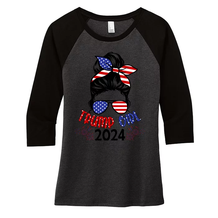 Wo Yes I'm A Trump Girl Get Over It - Trump 2024 Election Women's Tri-Blend 3/4-Sleeve Raglan Shirt