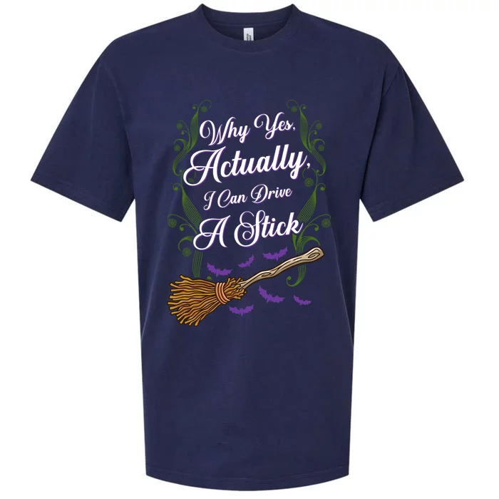 Why Yes I Can Drive A Stick Funny Halloween Witch Gift Sueded Cloud Jersey T-Shirt