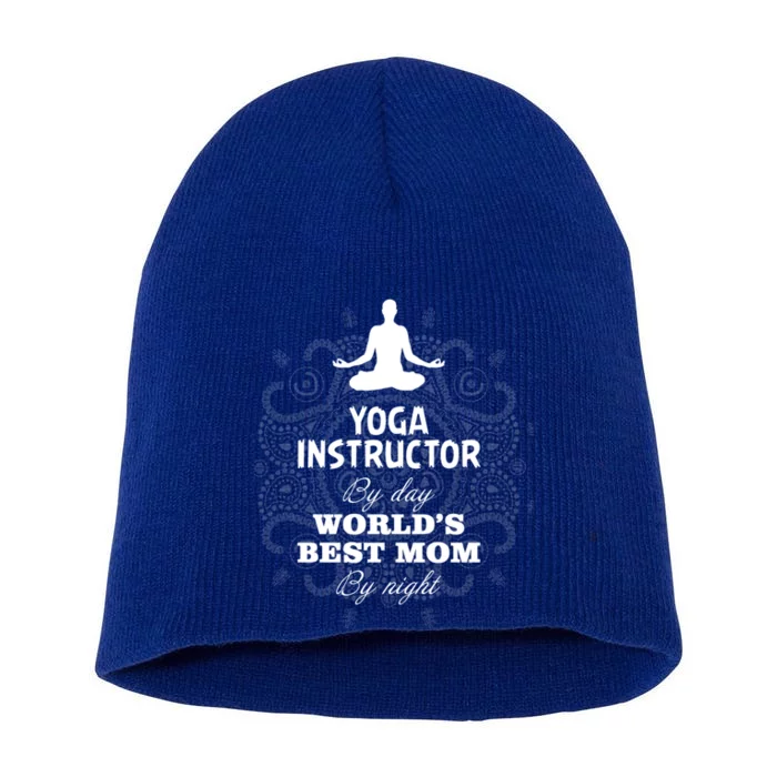 Wos Yoga Instructor And Worlds Best Mom Gift Short Acrylic Beanie