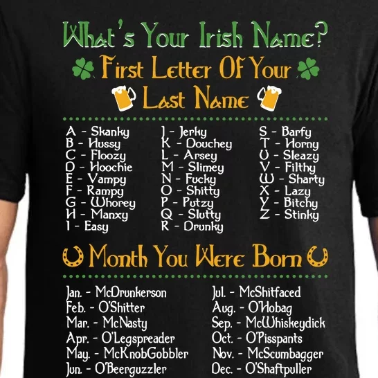 What's Your Irish Name Funny St Patrick's Day Drinking Day Pajama Set