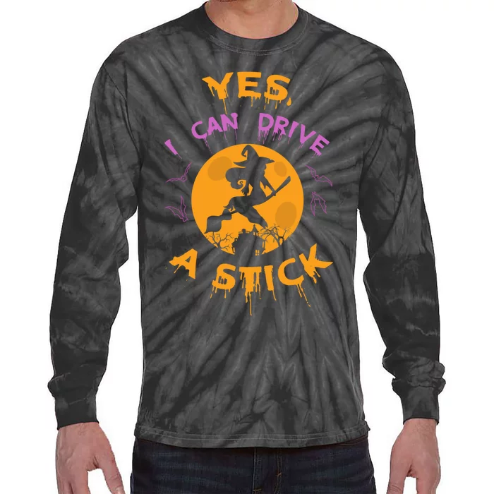 Witch Yes I Can Drive A Stick For Halloween Party Costume Tie-Dye Long Sleeve Shirt