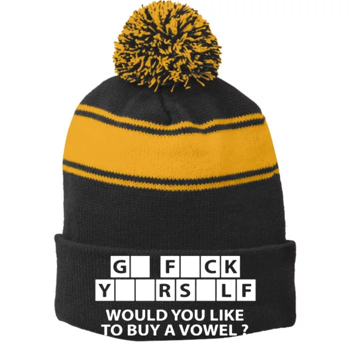 Would You Like To Buy A Vowel Stripe Pom Pom Beanie