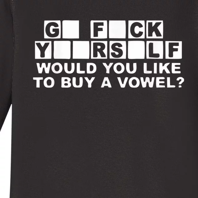 Would You Like To Buy A Vowel Dirty Joke Grown Up Humor Baby Long Sleeve Bodysuit