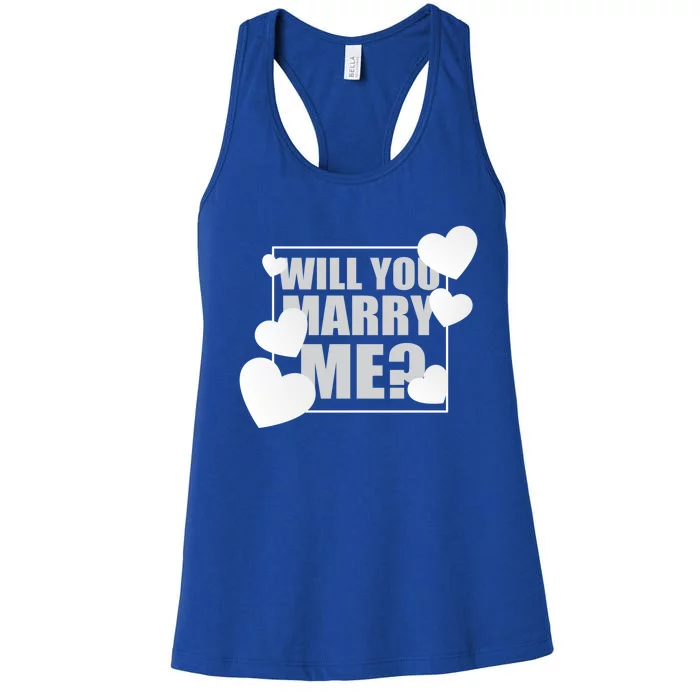 Will You Marry Me Cute Gift Cute Wedding Marriage Proposal Cute Gift Hearts Gift Women's Racerback Tank