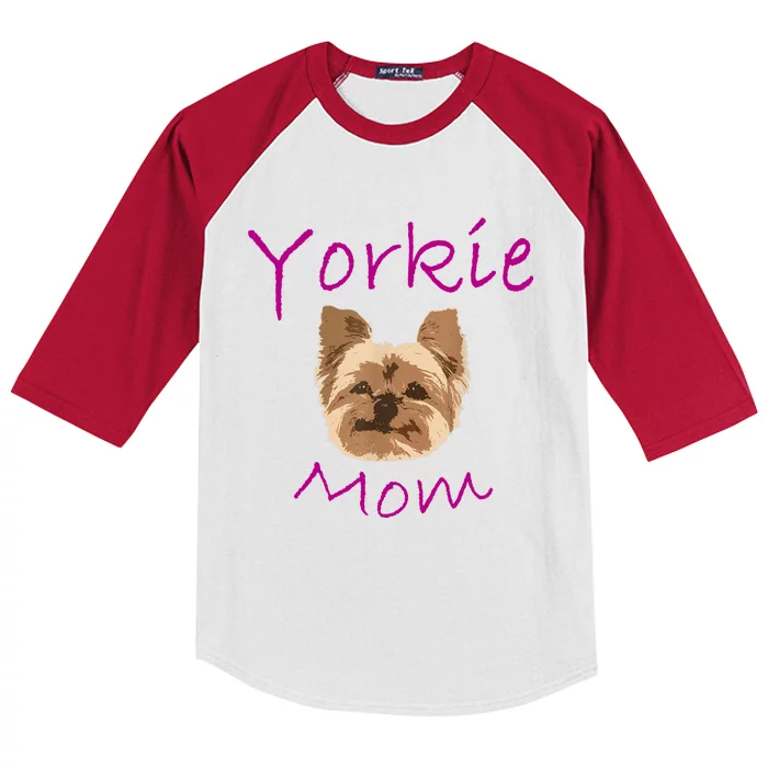 Wo Yorkie Mom Proud Yorkshire Terrier Mama Mom Kids Colorblock Raglan Jersey