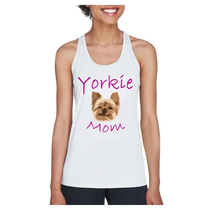 Wo Yorkie Mom Proud Yorkshire Terrier Mama Mom Women's Racerback Tank