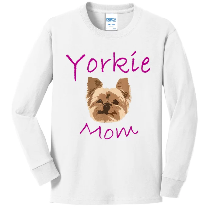 Wo Yorkie Mom Proud Yorkshire Terrier Mama Mom Kids Long Sleeve Shirt