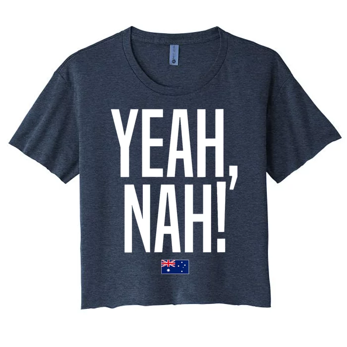 Wo Yeah Nah Australia Aussie Australian Slang V-Neck Women's Crop Top Tee