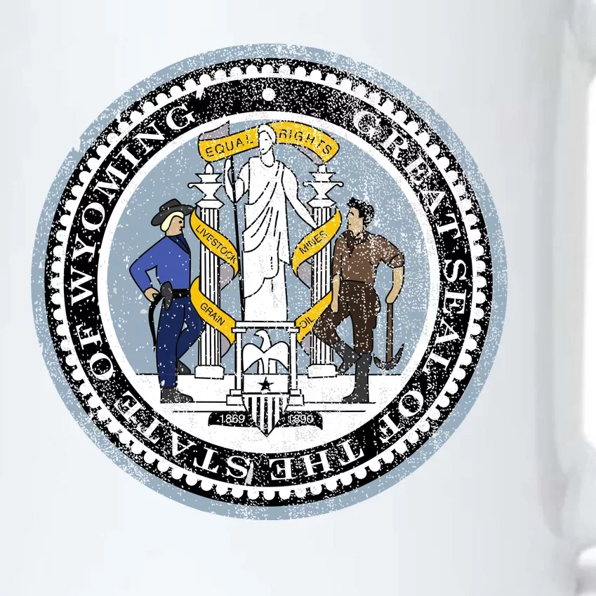 Wyoming Distressed State Seal Black Color Changing Mug