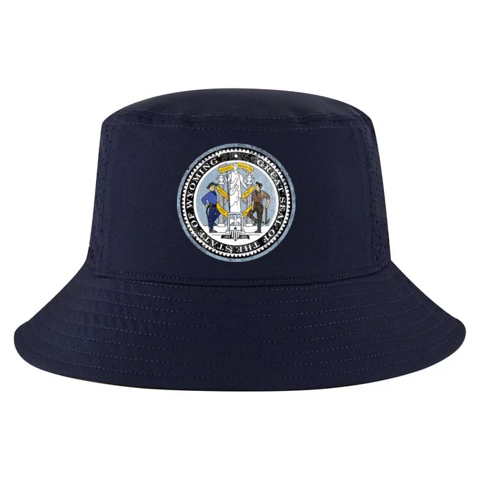 Wyoming Distressed State Seal Cool Comfort Performance Bucket Hat