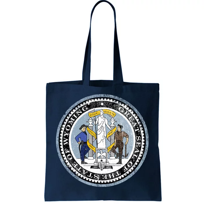 Wyoming Distressed State Seal Tote Bag