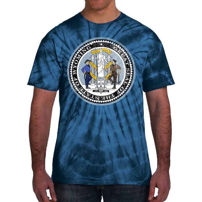 Wyoming Distressed State Seal Tie-Dye T-Shirt