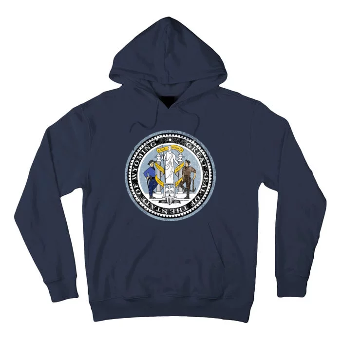 Wyoming Distressed State Seal Tall Hoodie