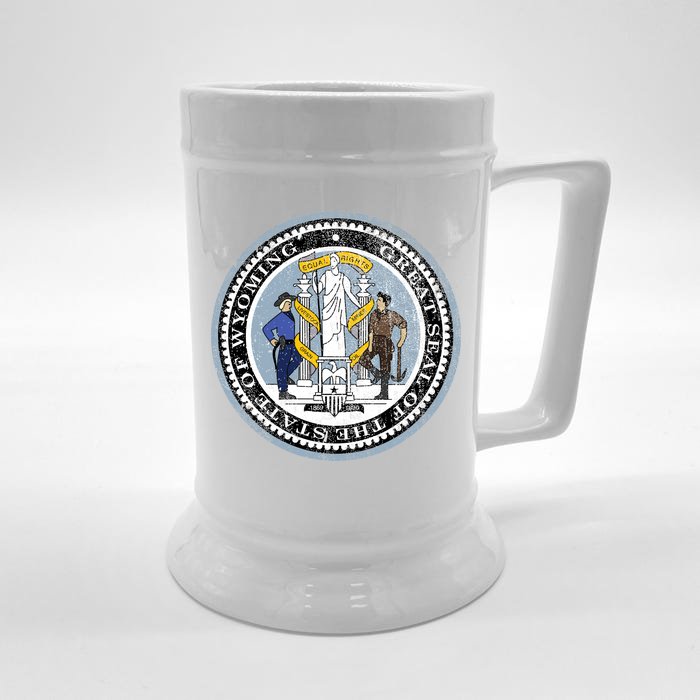 Wyoming Distressed State Seal Front & Back Beer Stein