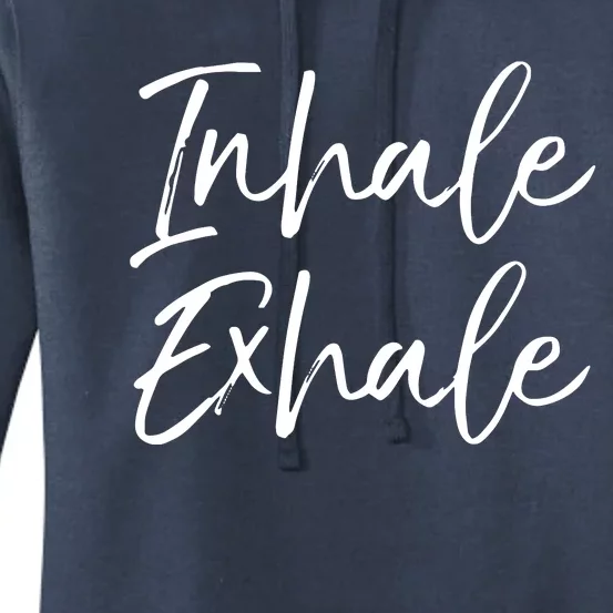 Womens Yoga Quote Gift For Women Cute Yoga Saying Inhale Exhale VNeck Women's Pullover Hoodie